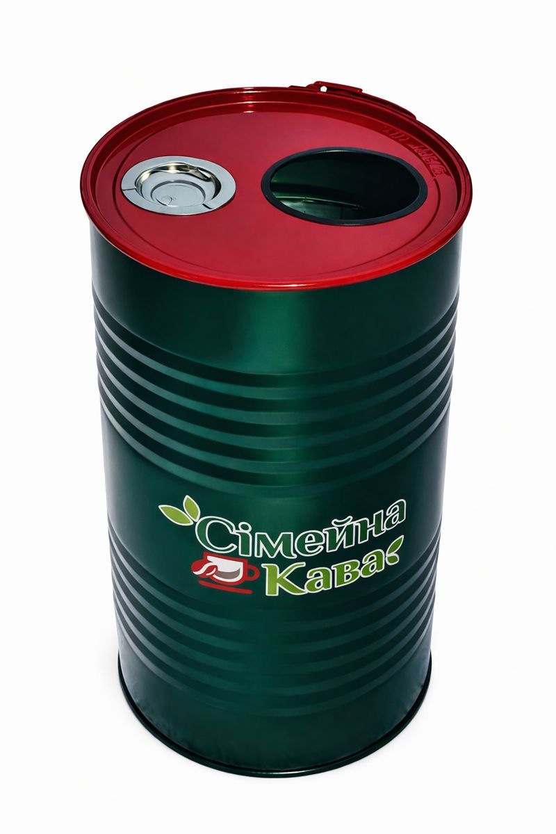 Урная уличная металлическая в форме бочки с пепельницей и брендированием 100 л (31796727)