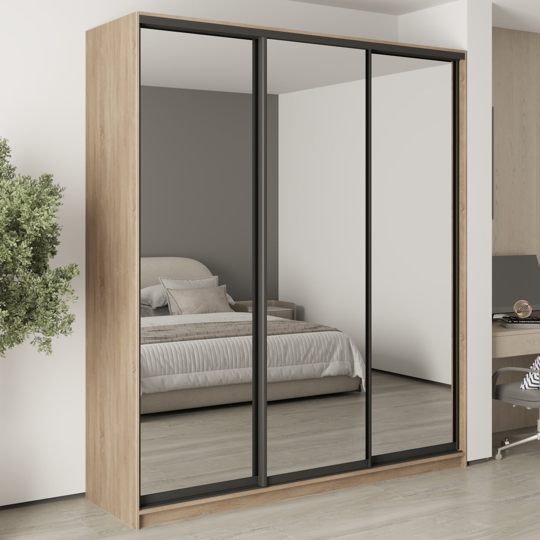Шкаф-купе трехдверный Mebel Star Стандарт BG MBS-8787 210х45х240 см Дуб сонома (1008198) Шкаф-купе трехдверный Mebel Star Стандарт BG MBS-8787 210х45х240 см Дуб сонома (1008198)