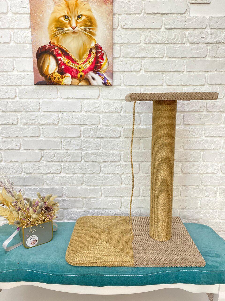 Когтеточка с лежанкой для кошек джутовая 65х55х40 см - фото 2