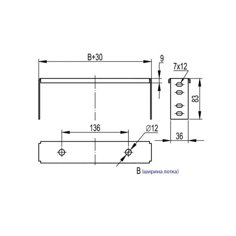 Скоба для крепления лотка ДКС B5 Combitech STP верх оцинкованная сталь 400х83 мм х 2 мм (BMP1040) - фото 2 Скоба для крепления лотка ДКС B5 Combitech STP верх оцинкованная сталь 400х83 мм х 2 мм (BMP1040) - фото 2