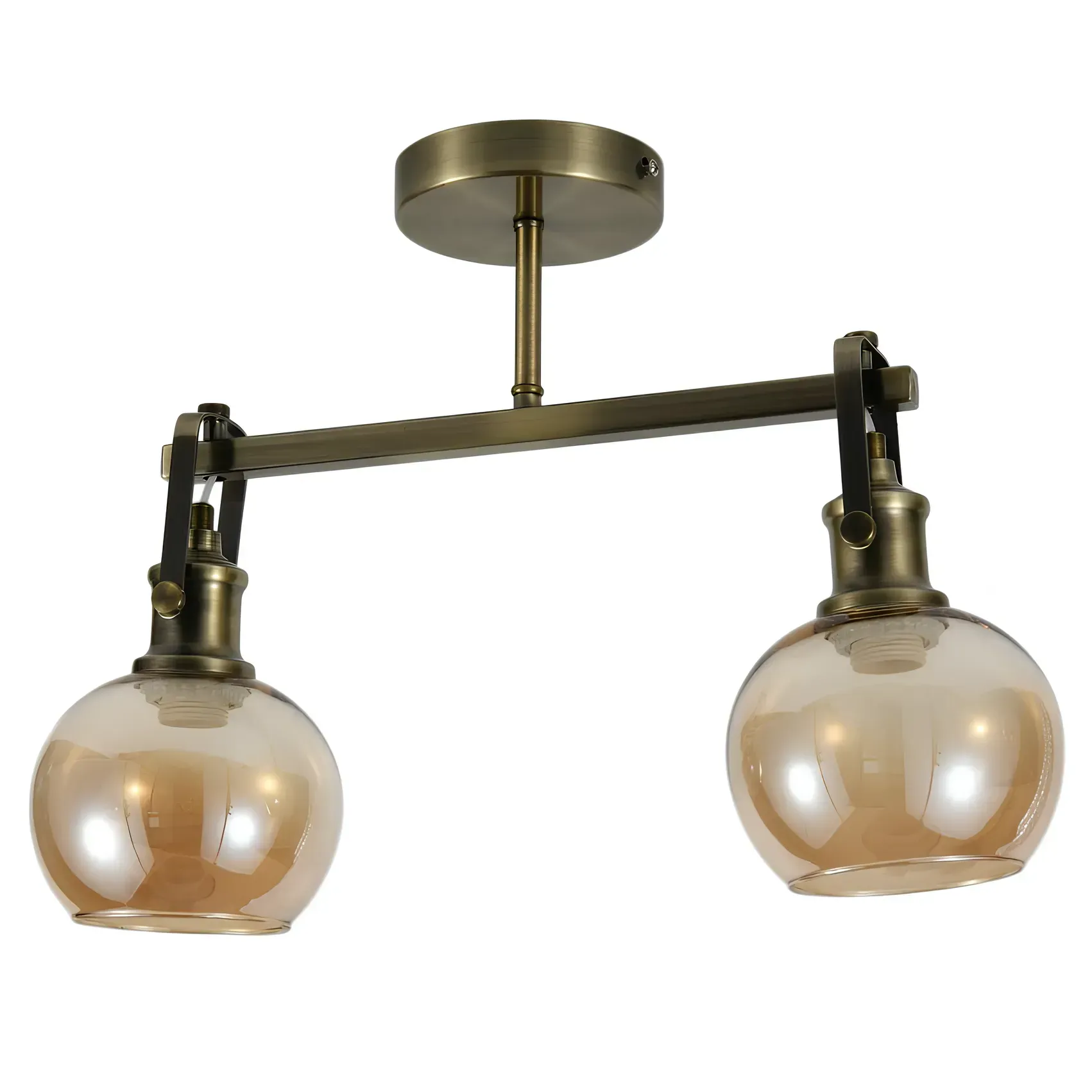 Светильник потолочный Valeso MX406-2 AB на два стеклянных плафона под лампу Е27 IP20 Бронзовый (00000139707)