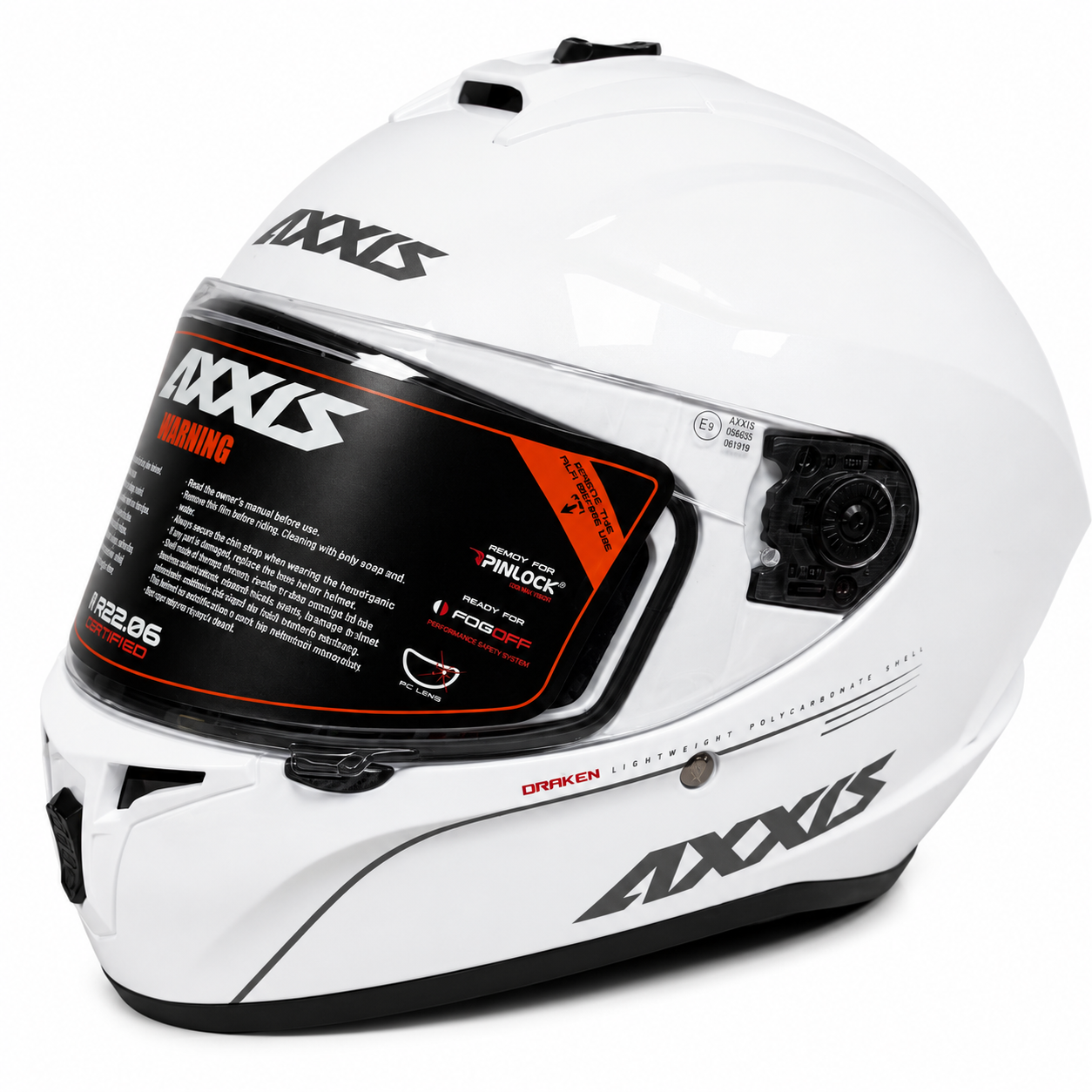 Мотошлем AXXIS DRAKEN S V.2 Solid Gloss M White (96940699)