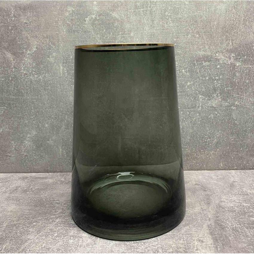 Ваза скляна кругла Olens O8030-187 Spring із золотим обідком (1674859021)