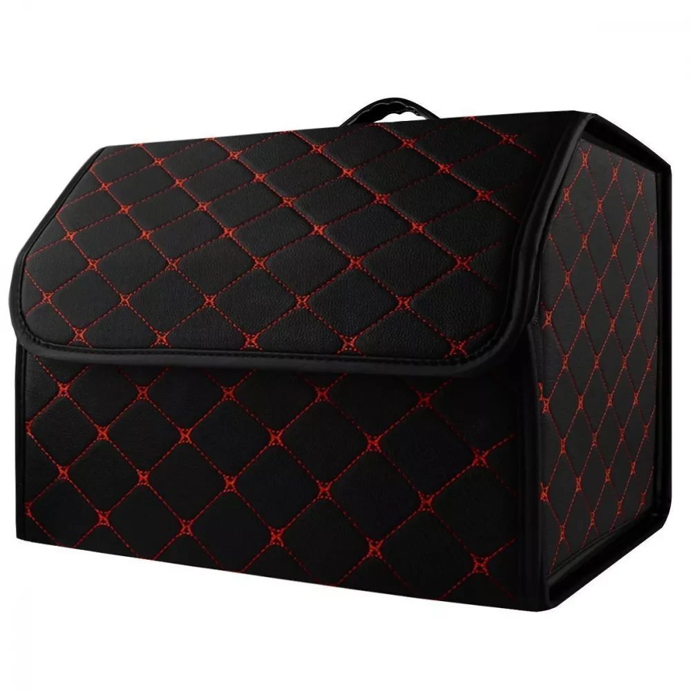 Органайзер в багажник автомобиля 40х30х30 см Черный с красной нитью - фото 1 Органайзер в багажник автомобиля 40х30х30 см Черный с красной нитью - фото 1