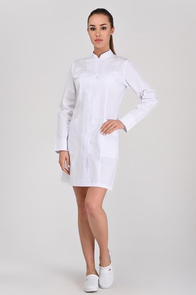 Халат жіночий TopLine Пекін рукав довгий р. 66 Білий (11510-(66)б.-б.) - фото 1