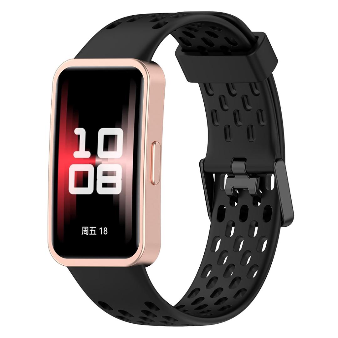 Ремешок силиконовый Breath HMU для Huawei Band 8 ASK-B19 Black (ECR_8953) - фото 3