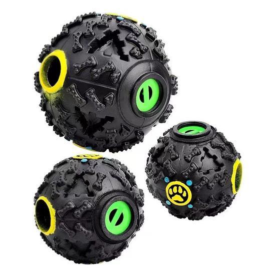 Іграшка м'ячик вінілова для собак і цуценят з вбудованим звуком 11х11 см Чорний (778421SP) - фото 3