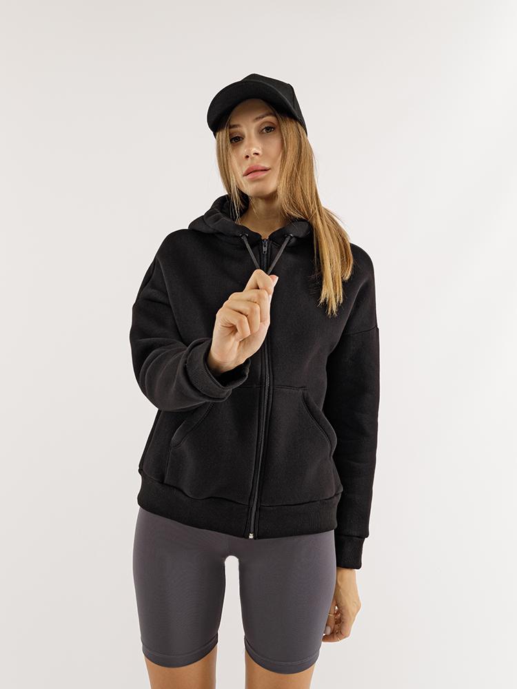 Толстовка женская ЦБ-00223886 р. 44 Черный (SKT000918553) - фото 2 Толстовка женская ЦБ-00223886 р. 44 Черный (SKT000918553) - фото 2