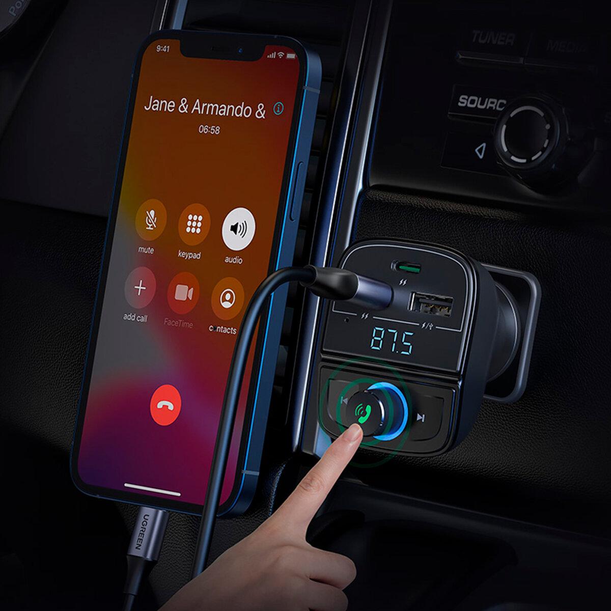 FM-трансмітер Автомобільний UGREEN CD229 FM&Bluetooth Transmitter&Car Charger + TF Slot Black (UGR-80910) - фото 5 FM-трансмітер Автомобільний UGREEN CD229 FM&Bluetooth Transmitter&Car Charger + TF Slot Black (UGR-80910) - фото 5