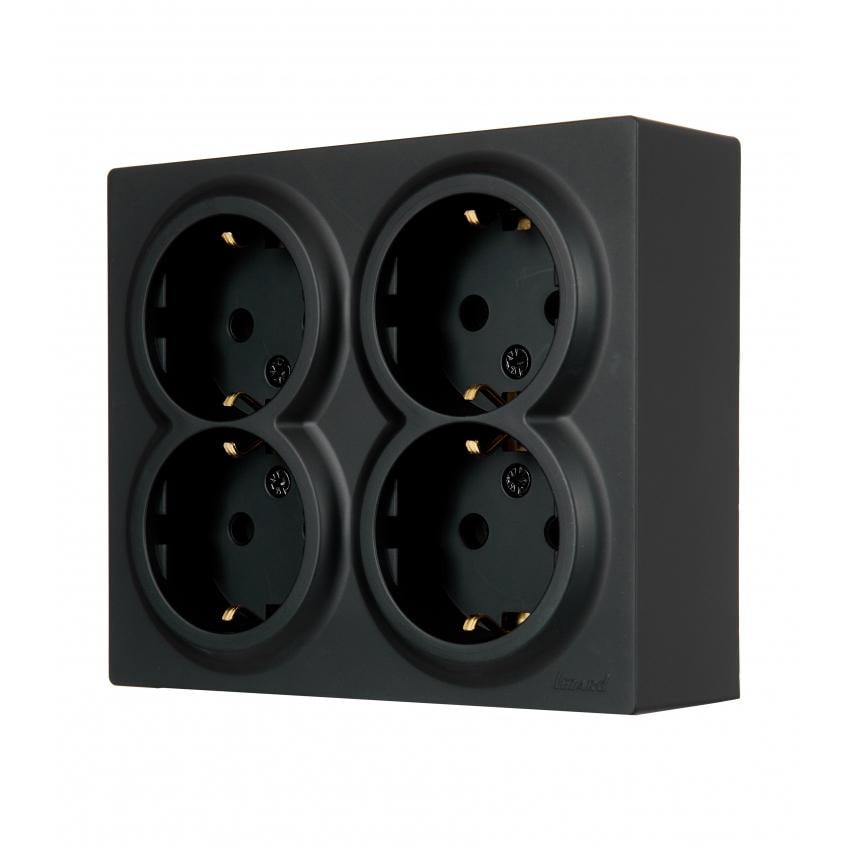 Розетка Lezard Leto четверна з заземленням Антрацит (752-4200-127BDP)