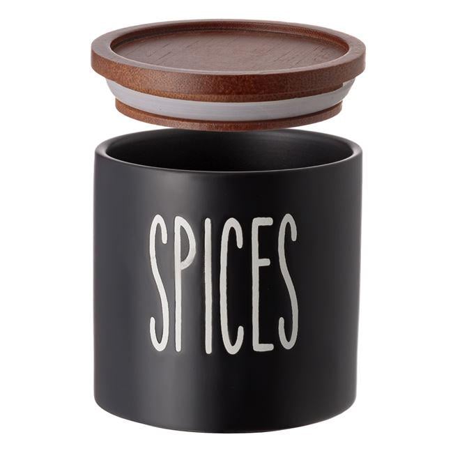 Банка для специй керамическая деревянная крышка 270 мл Черный (13GERTB)