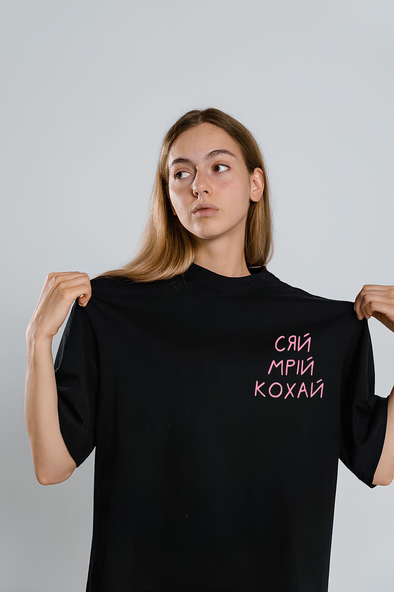 Футболка жіноча з ДТФ-принтом 61-132 L Чорний (41843)