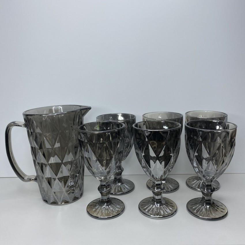 Набор для напитков Olens 01-019 6 бокалов/кувшин Зеркальный графит (1656851791)