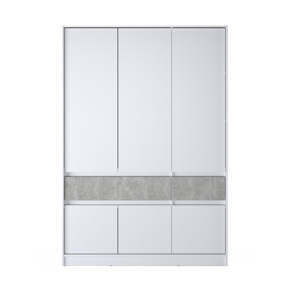 Шкаф распашный для одежды Эверест Стайл-1400 с выдвижными ящиками полки-штанга 140х53х203 см Нимфея Альба/Бетон