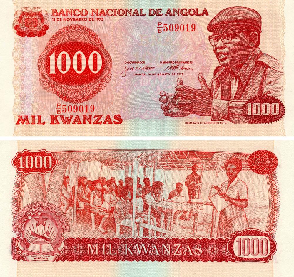 Коллекционная банкнота Ангола 1000 кванза 1979 AU-UNC P117 (Б18268)