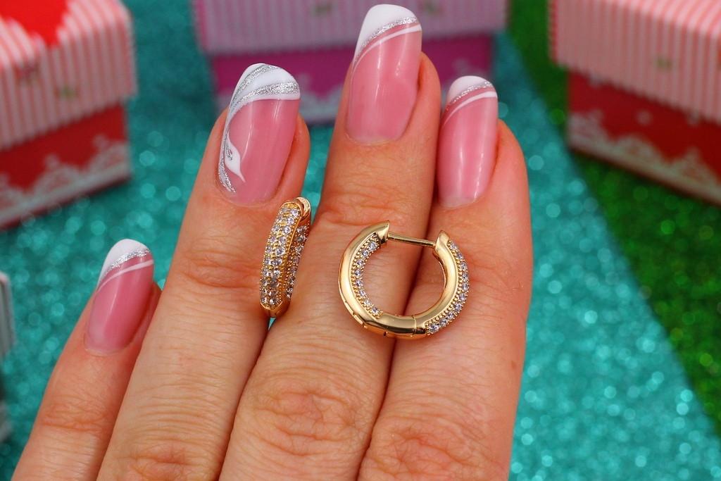 Серьги Xuping Jewelry Колечки из камней 1,5 см Золотистый (1375944124)