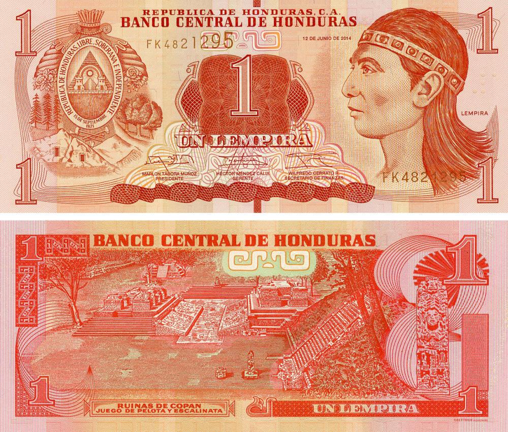 Коллекционная банкнота Гондурас 1 лемпира 2014 UNC (P96b)
