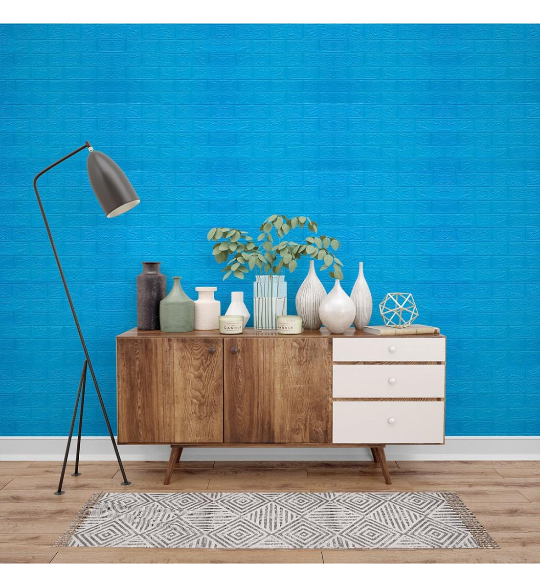 3D-панель под кирпич самоклеющаяся 3080x700x3 мм Синий - фото 5