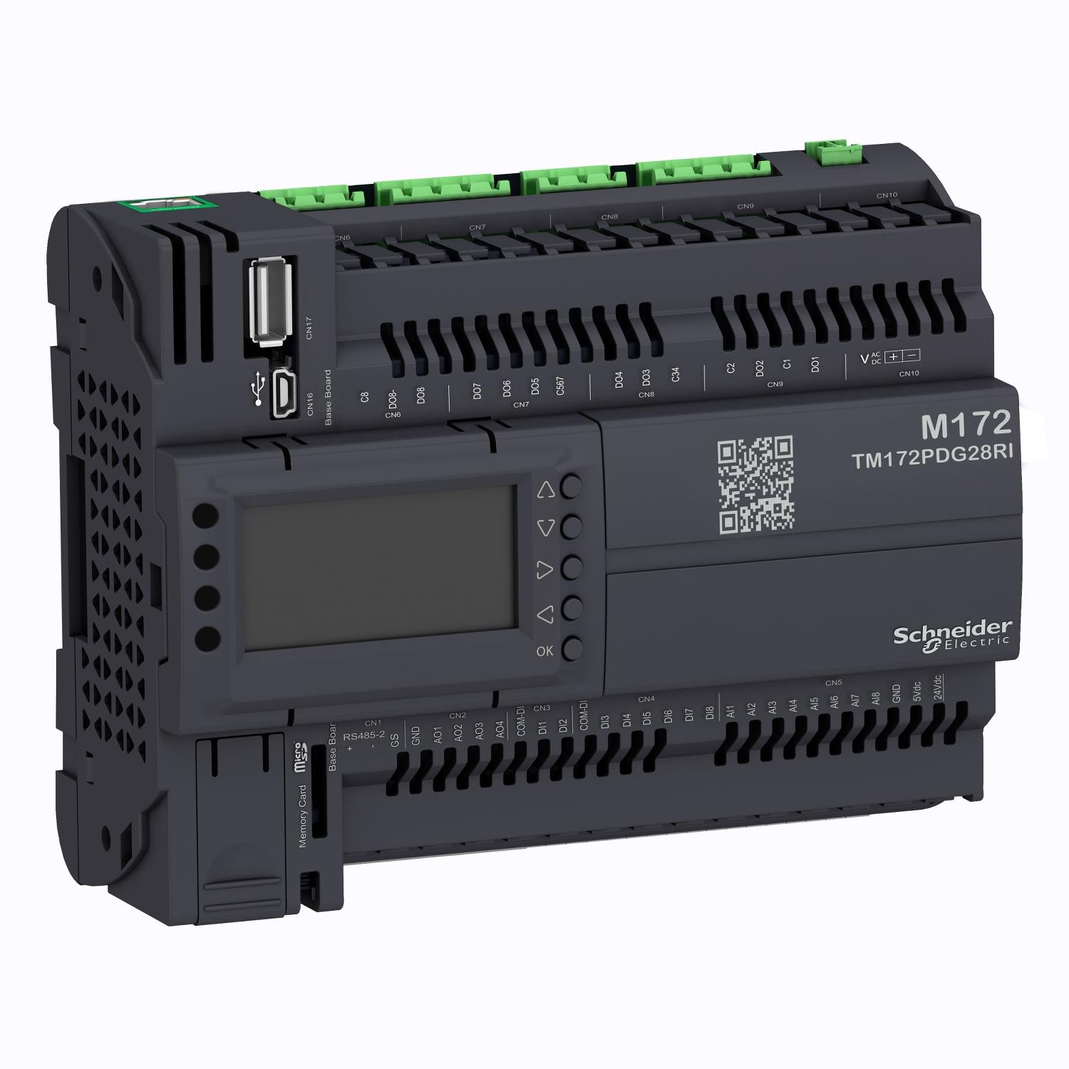 Контроллер логический Schneider Electric Modicon М172Р 28 входов/выходов 24V AC/DC с дисплеем EtherNet изоляцией (TM172PDG28RI)