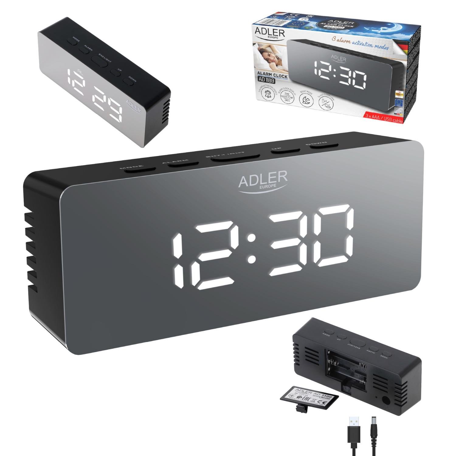 Часы Adler AD 1189 с термометром USB питания 3 режима сигнала (04086) - фото 12 Часы Adler AD 1189 с термометром USB питания 3 режима сигнала (04086) - фото 12