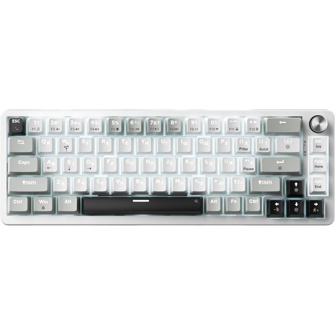 Клавиатура механическая игровая GamePro Genesis MK116 Silverlight 66 клавиш USB-C Red Switch Grey/White (34618345)