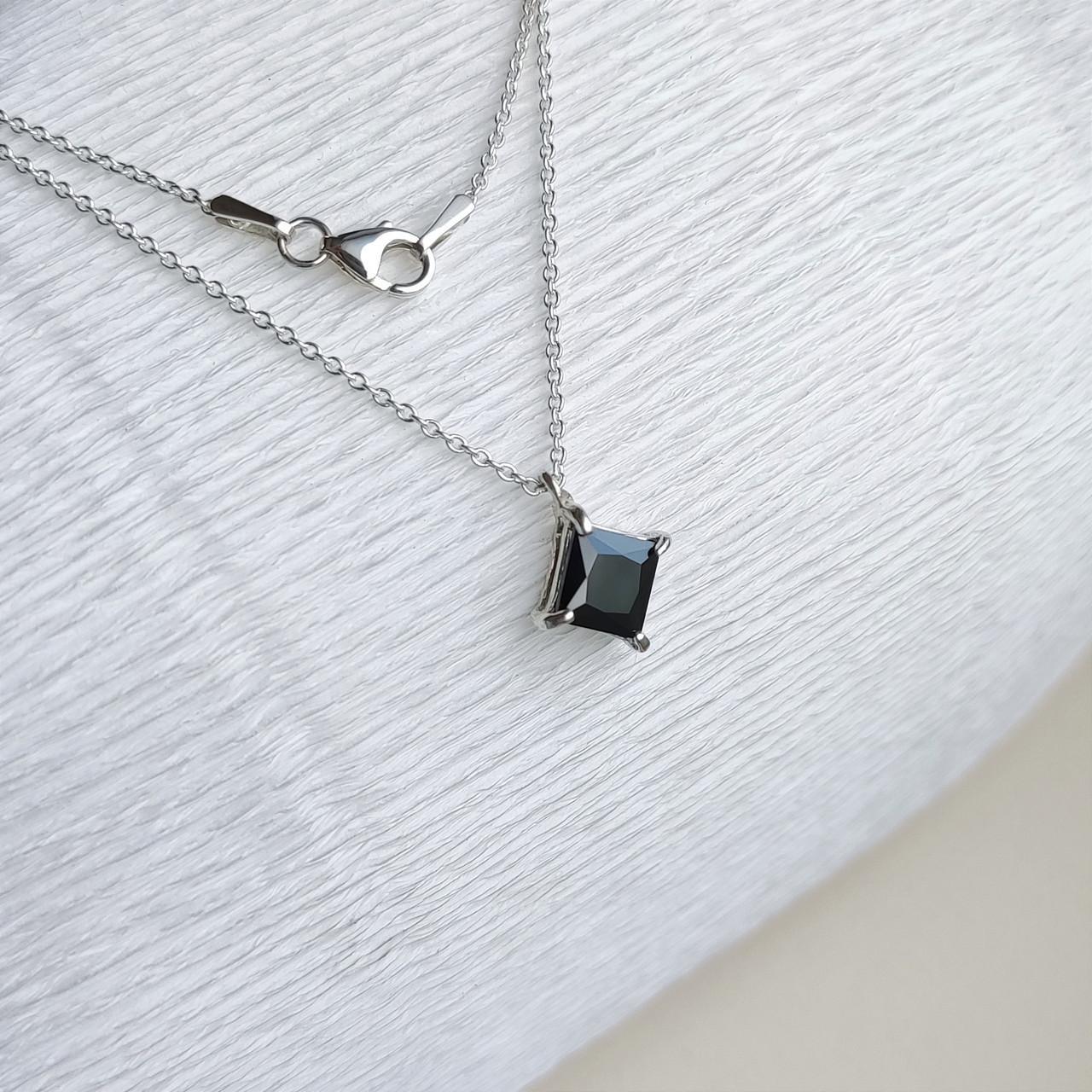 Cеребряное колье Сириус с черным фианитом 45 см (220,2к45)