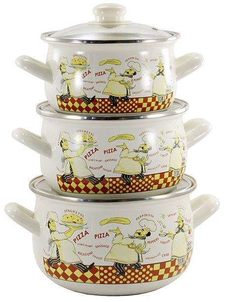 Каструлі емальовані Interos Кухар 3 шт. Каструлі емальовані Interos Кухар 3 шт.