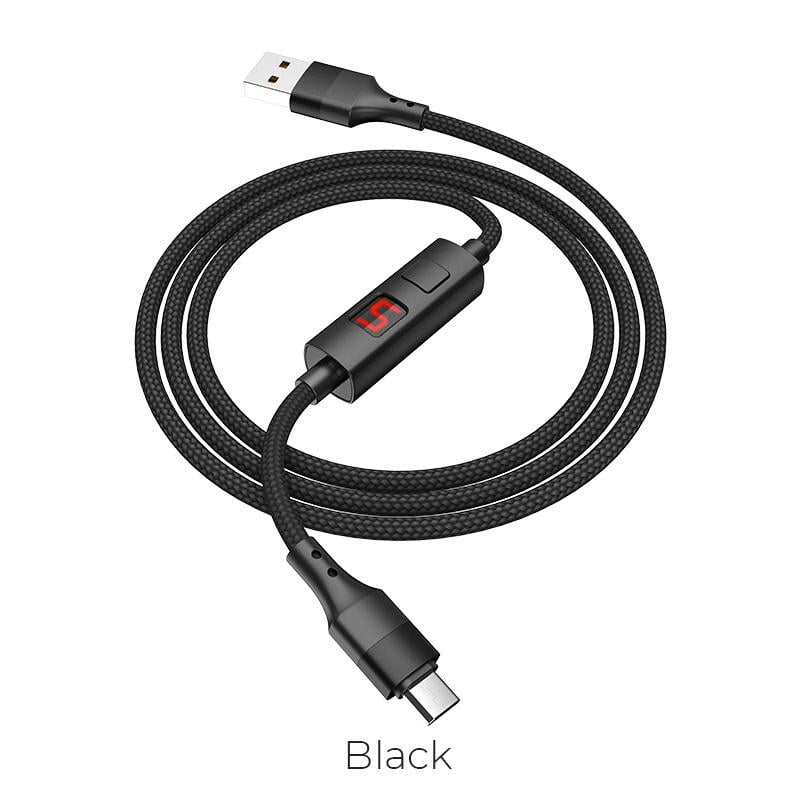 Кабель Hoco Micro USB Central Control Timing S13 120 см Black (40daac4a) - фото 3