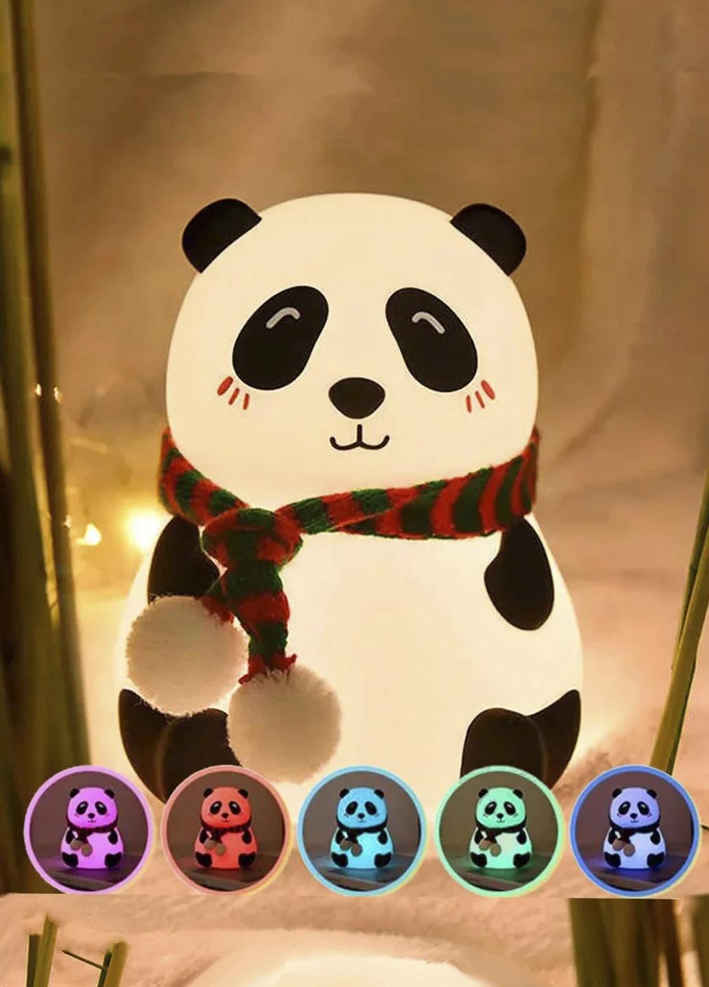 Нічник Панда Solar Losso дитячий силіконовий на акумуляторі RGB 7 кольорів світіння Білий (313125) - фото 3