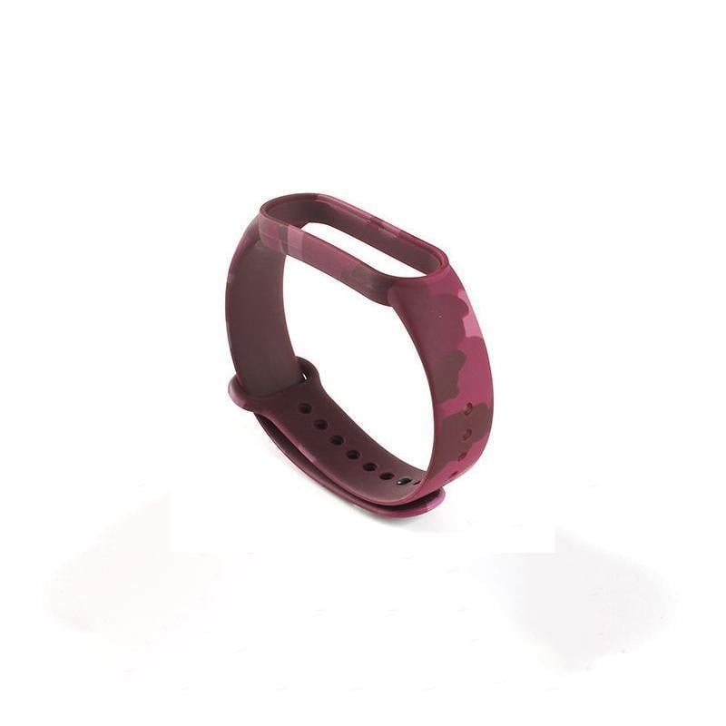 Ремінець для смарт-браслетів Xiaomi Mi Smart Band 7/6/5 сіліконовий з малюнком Камуфляж Темно-бордовий (1976P)