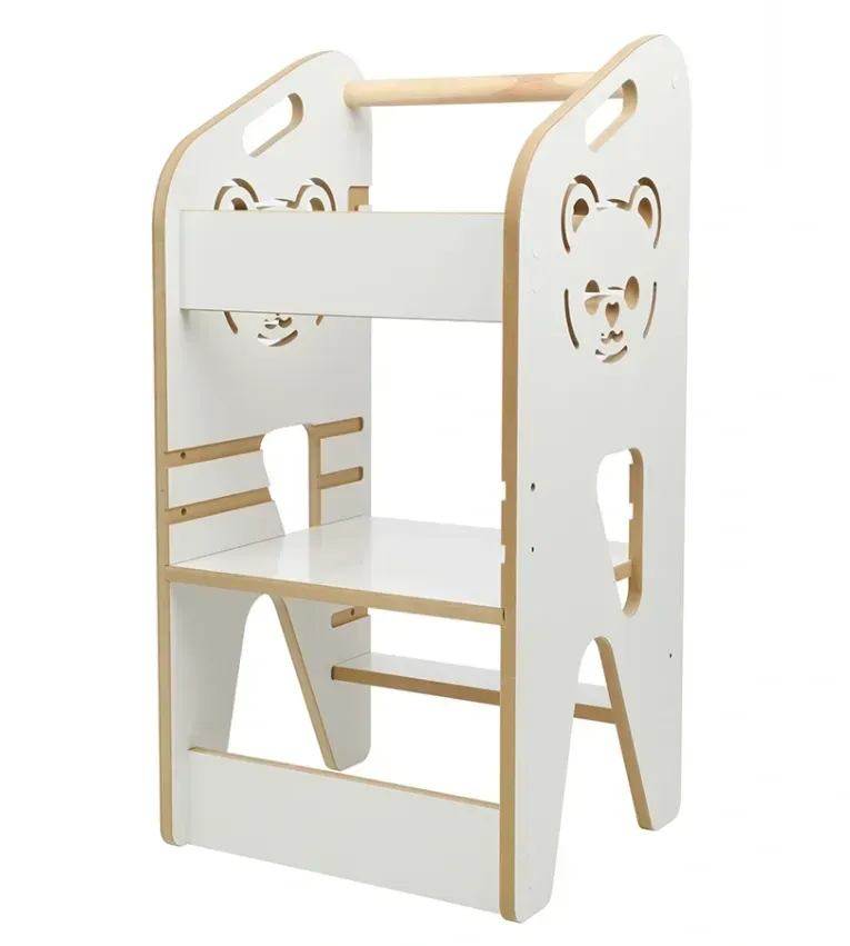 Стул детский кухонный регулируемый Монтессори деревянный до 50 кг Белый