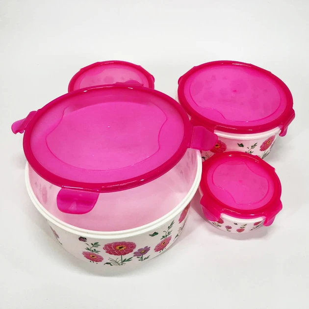 Набор пищевых контейнеров Unique квадратных 4 шт. Розовый (MX-11370) - фото 2 Набор пищевых контейнеров Unique квадратных 4 шт. Розовый (MX-11370) - фото 2