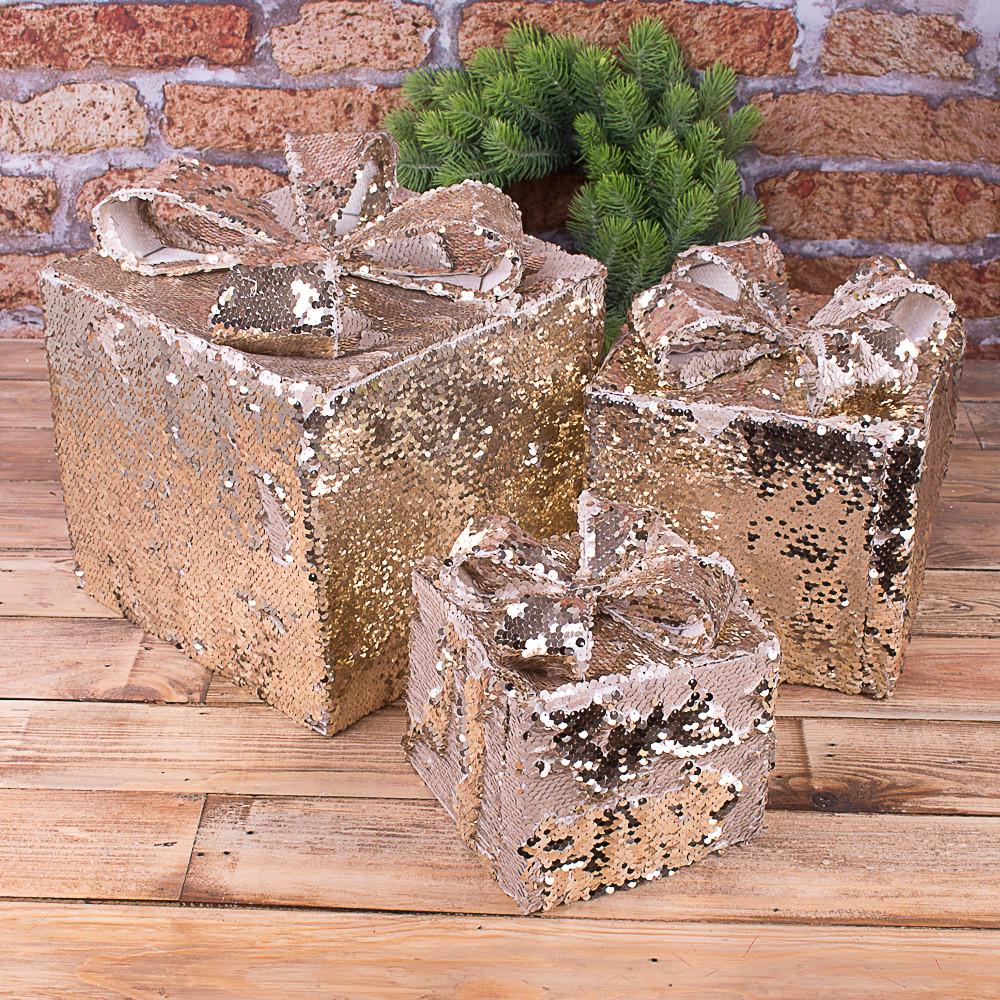 Статуэтка подарки из паеток большие 3 шт. Золотой (3752)