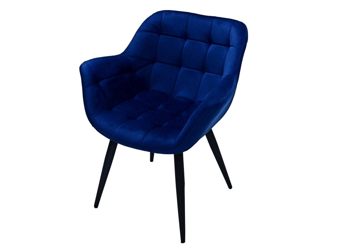 Стул кухонный Intarsio ELEGANTE 820х690х430 мм (мягкий для кухни/гостиной/офиса) Металл/Ткань Велюр цвет Черный/синий (ELEGANTECDBL86)