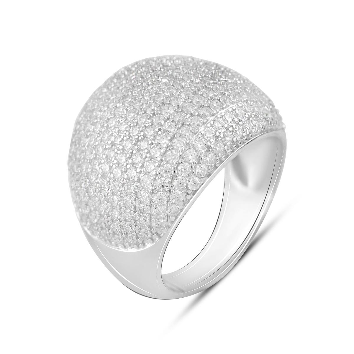 Кольцо серебряное с фианитами 9,82 г р. 18 (2128533)