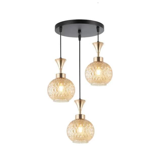 Підвісна люстра Valeso Interees з круглою основою під три лампи Е27 240W Золотий/Чорний (V-W8001-3 Amber)