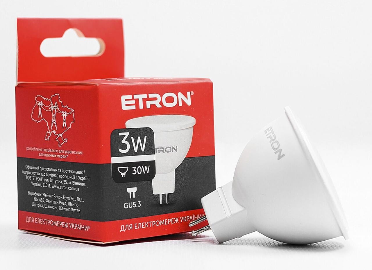 Светодиодная LED-лампа ETRON 3W MR16 4200K 220V GU5.3 дневной свет 1-ELP-064 (2221395370)