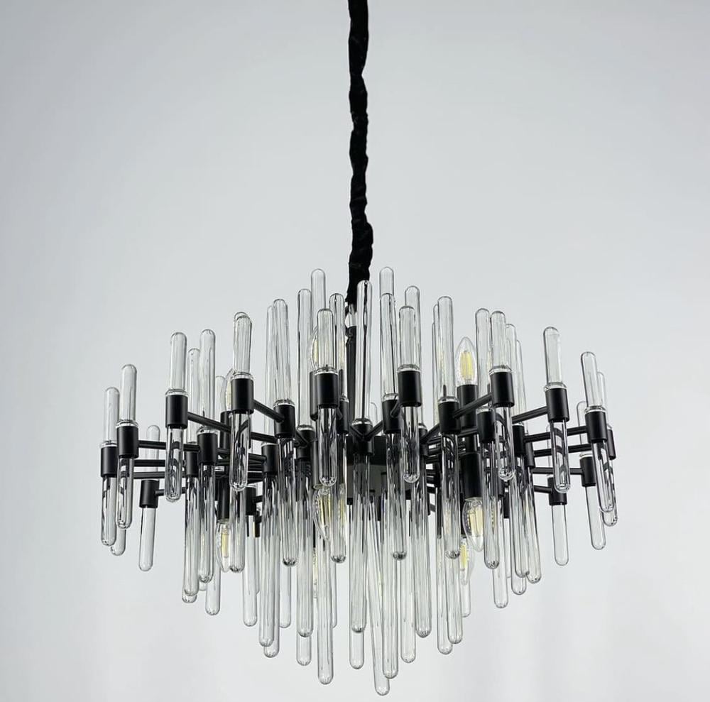 Люстра розкішна з скляними паличками 22 лампи Ø 100 см Чорний (MD8073/22 BK)