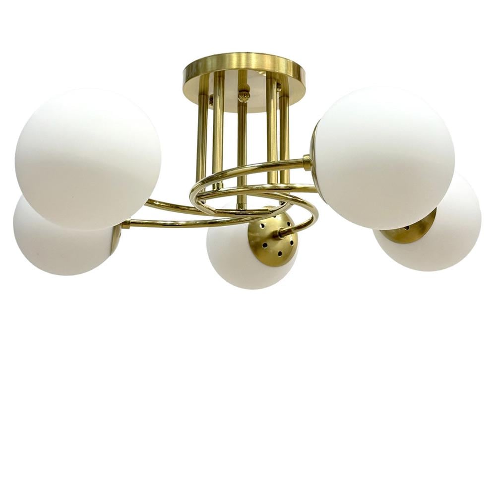 Люстра стельова молекула Light House SH-20340/5A E27х5 плафони білі 580х580х220 мм Мідь