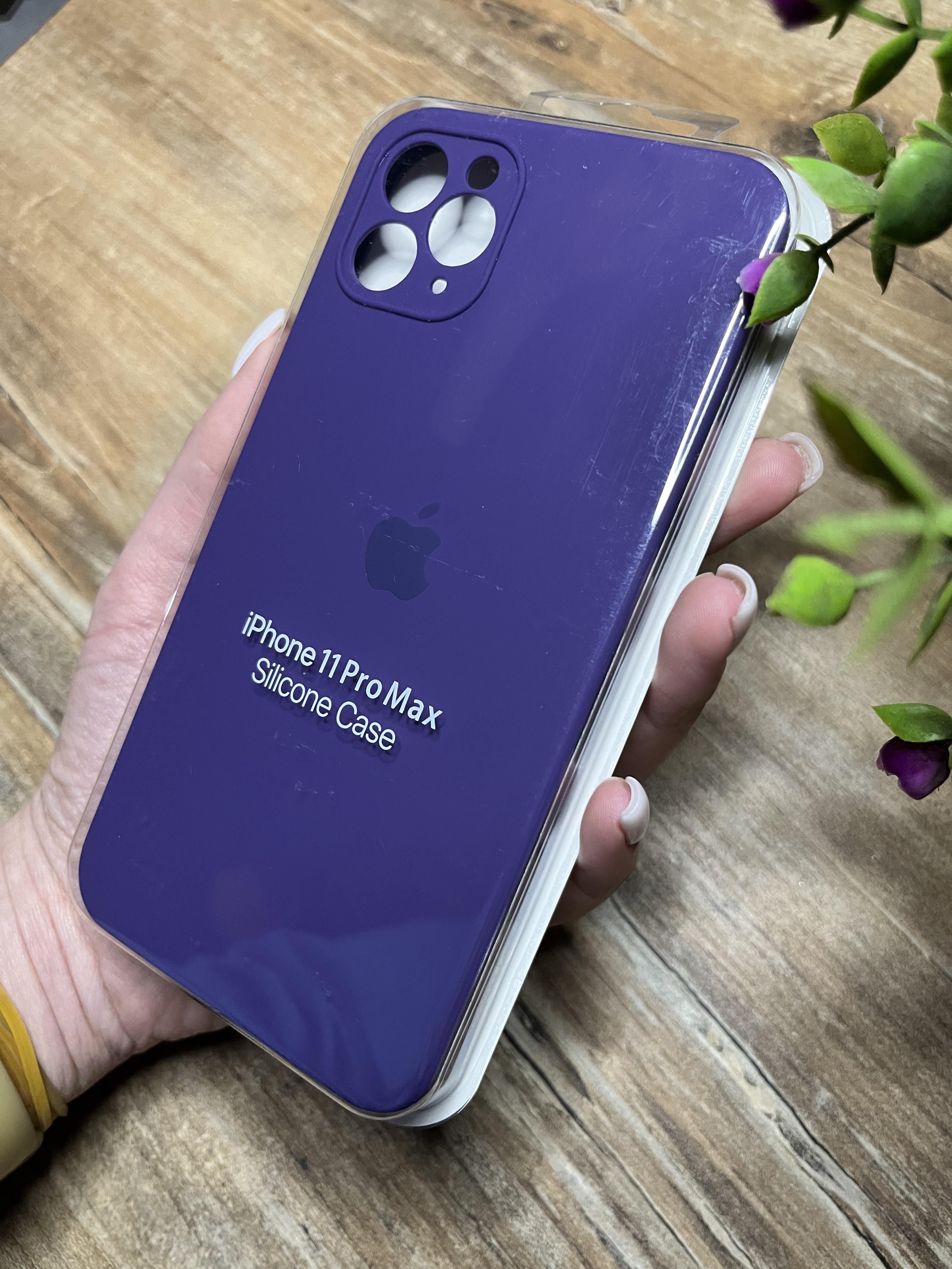 Чохол накладка на iPhone (Айфон) 11 pro max квадратні борти silicone case full camera на apple