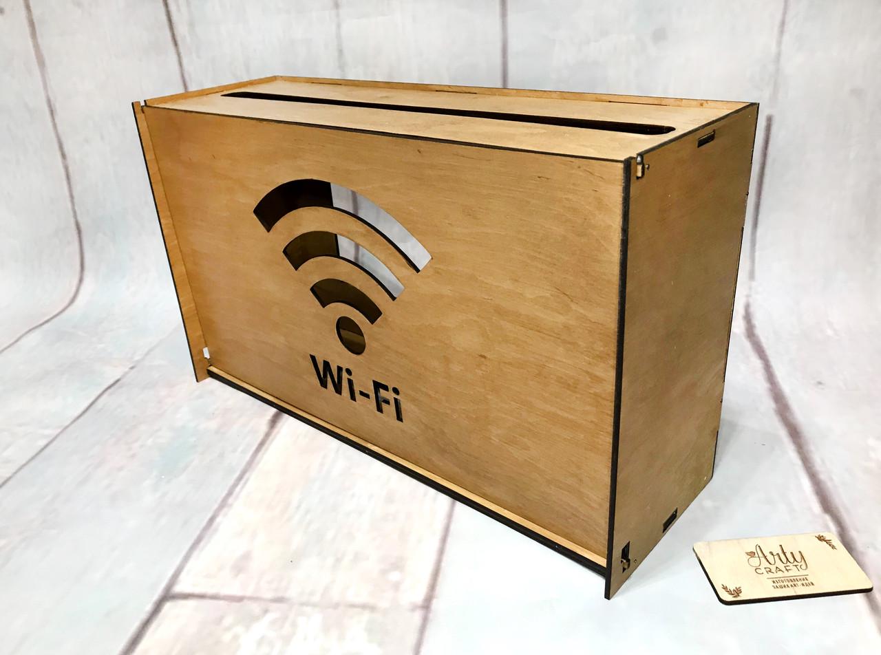 Коробка для роутера Wi-Fi дерев'яна на стіну 35х25х15 см Дуб (152) - фото 3