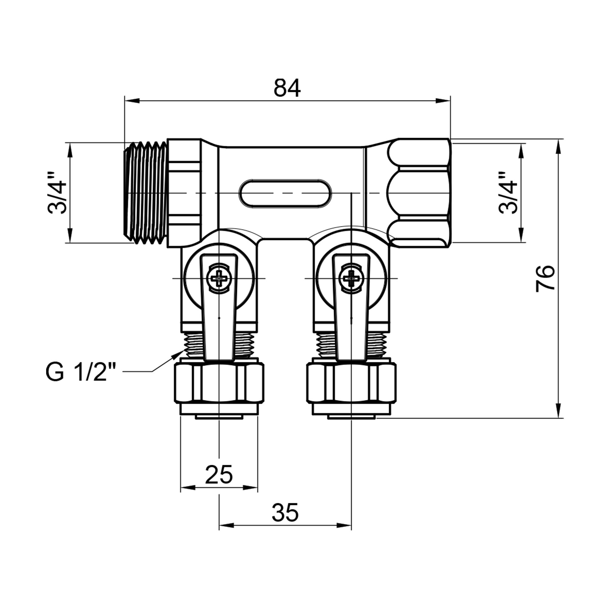 Коллектор SD Plus 3/4" 2 выхода SD231W2 - фото 2