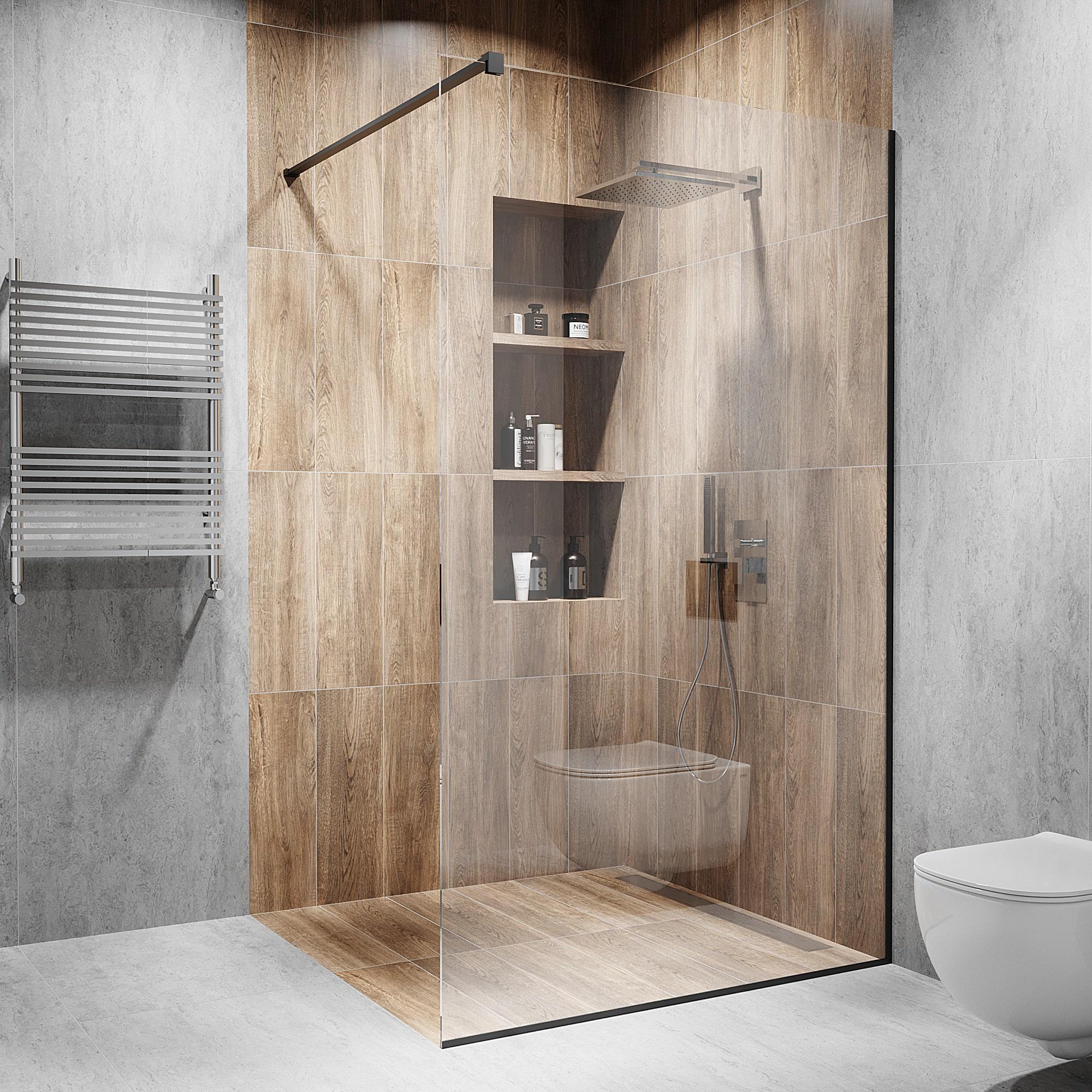 Перегородка скляна душова 2000х1000 мм скло діамант з фурнітурою чорною матовою Перегородка скляна душова 2000х1000 мм скло діамант з фурнітурою чорною матовою