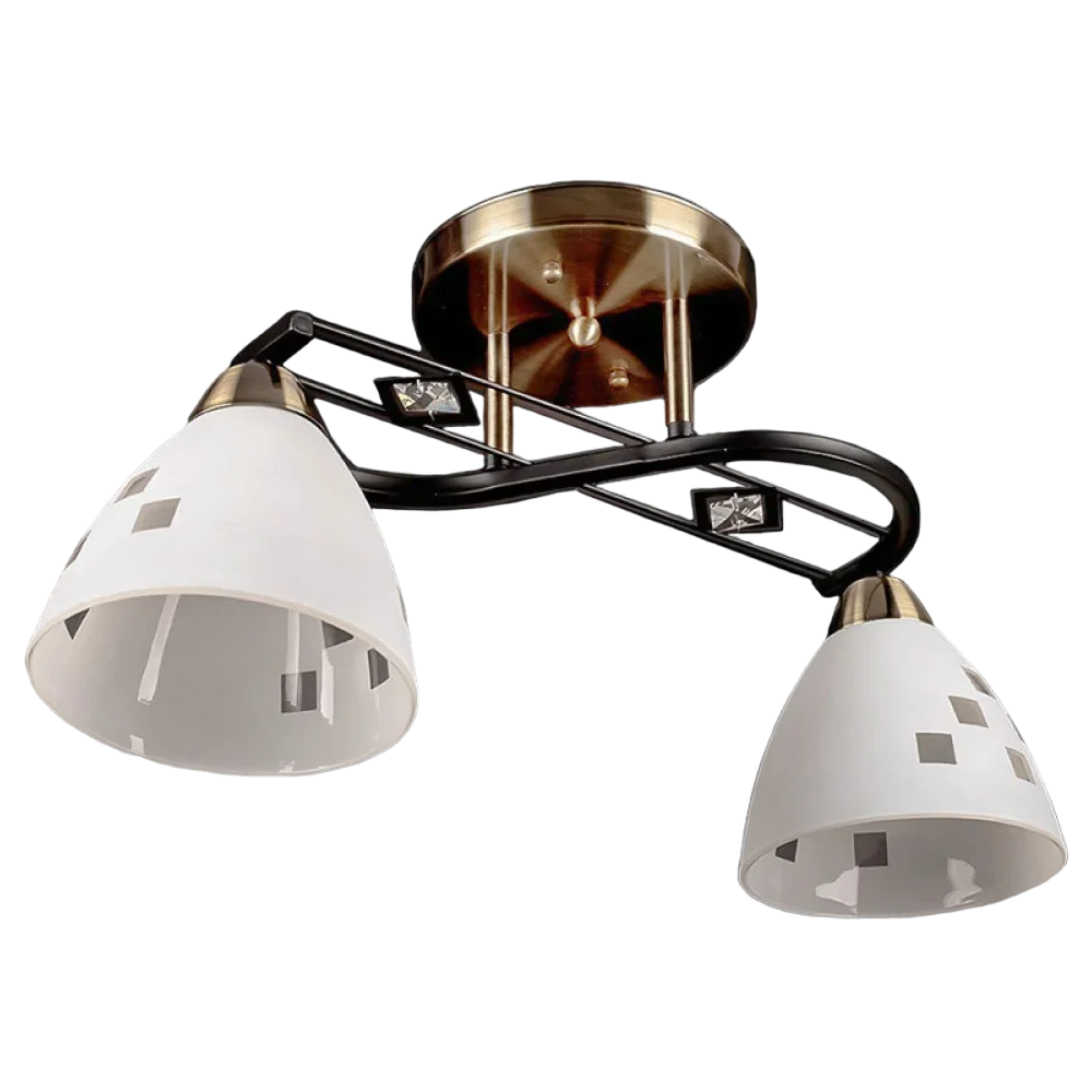 Люстра Svet с двумя стеклянными плафонами под лампы Е27 Бронзово-белый (SH-67439/2 AB+BK)