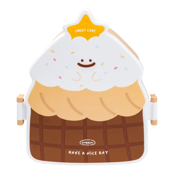 Ланч-бокс дитячий зі столовими приладами Cake 20х18х8 см Шоколадний