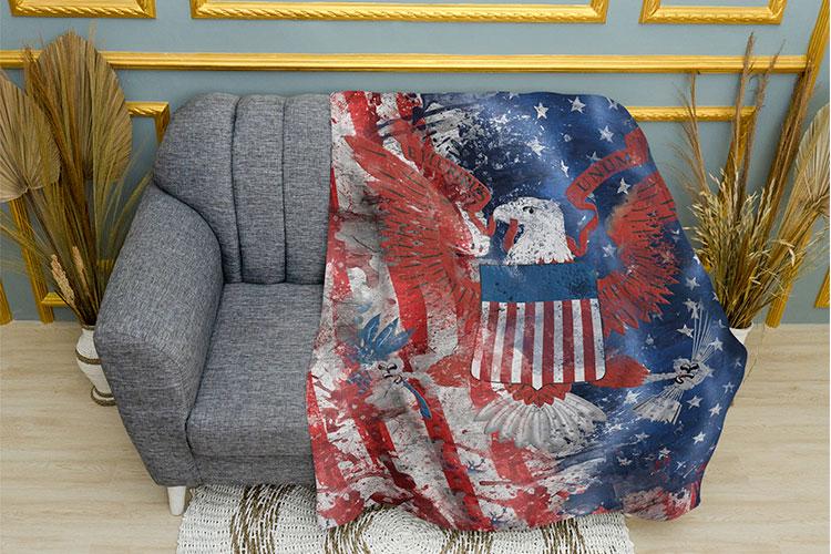 Плед PromoZP Герб и флаг США плюш двухслойный 135х150 см (102368-1)