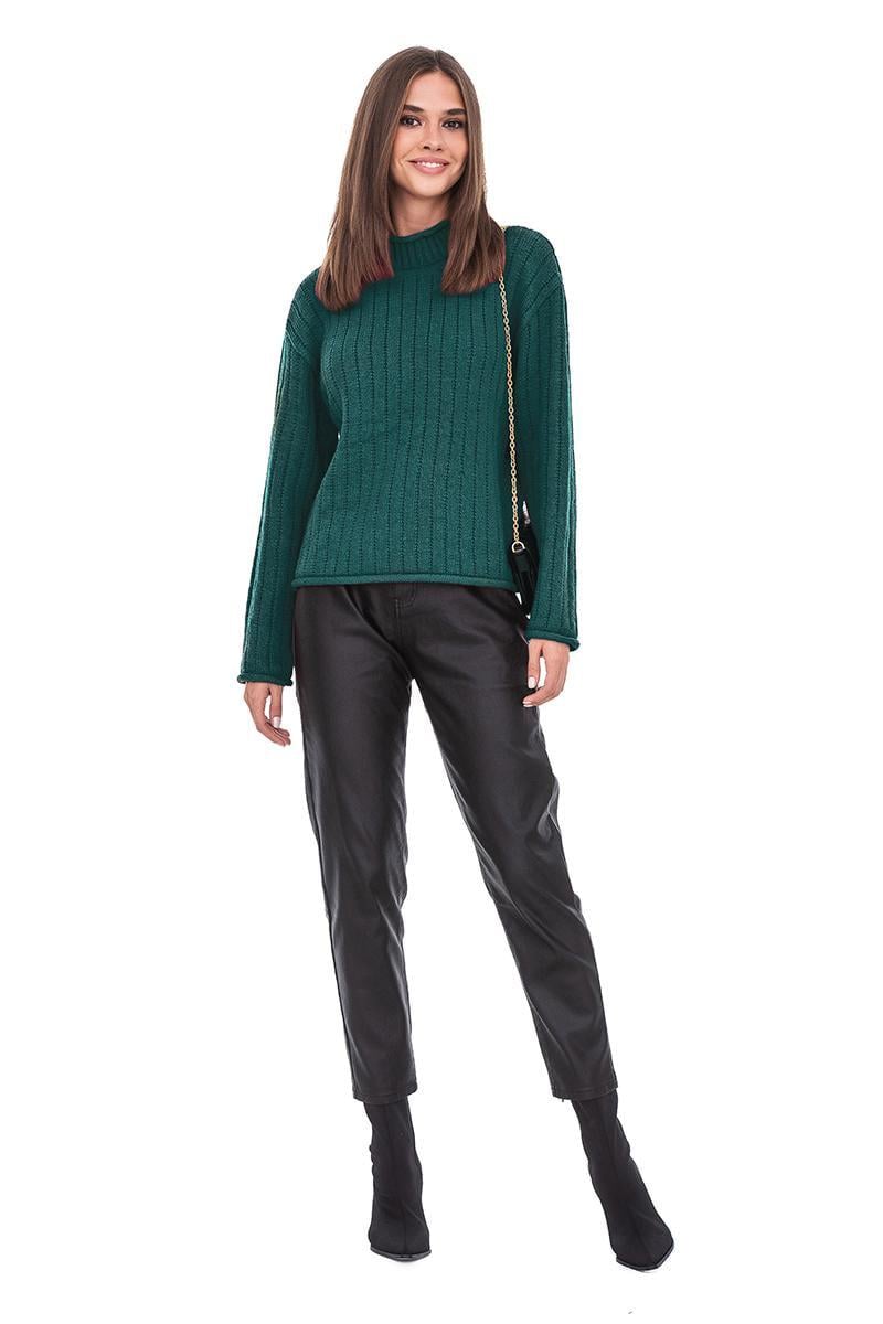 Джемпер с воротником-стойкой  SVTR р. 42-44 Темно зеленый (557) - фото 6