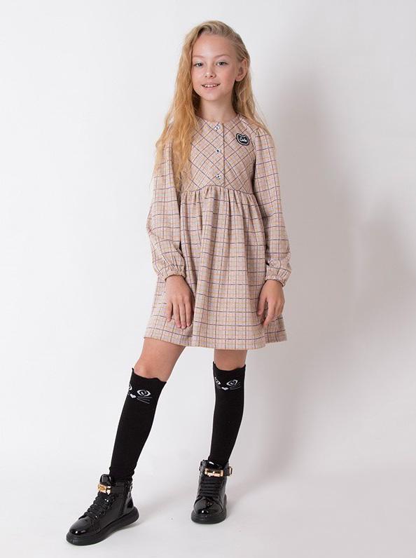 Сукня для дівчинки Mevis Клітинка 3978-05 122 см Бежевий (157735)