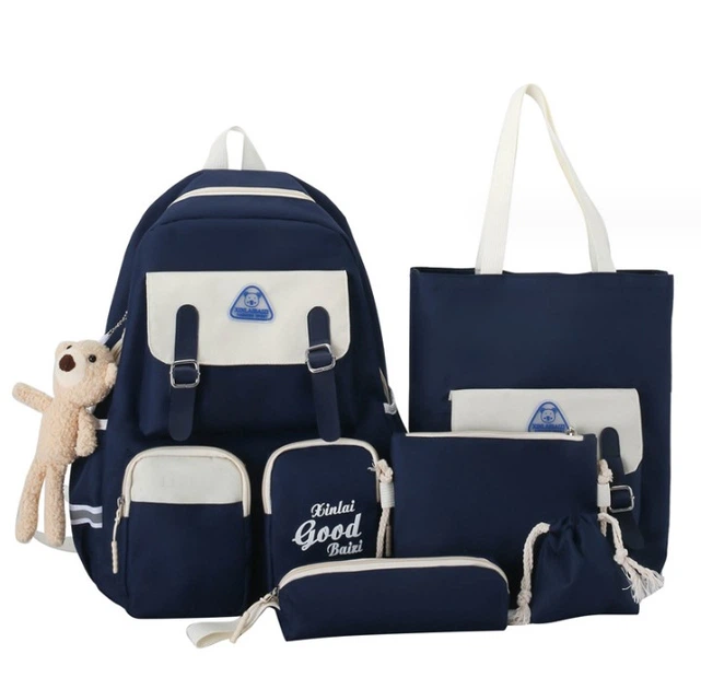 Рюкзак школьный для девочки Good 5в1 Темно-синий/Белый