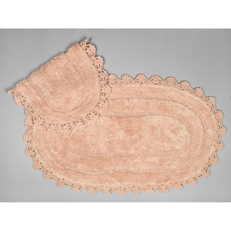 Набор ковриков Arya AR-TR1004386 с гипюром 2 шт. Персиковый (5-Afro)